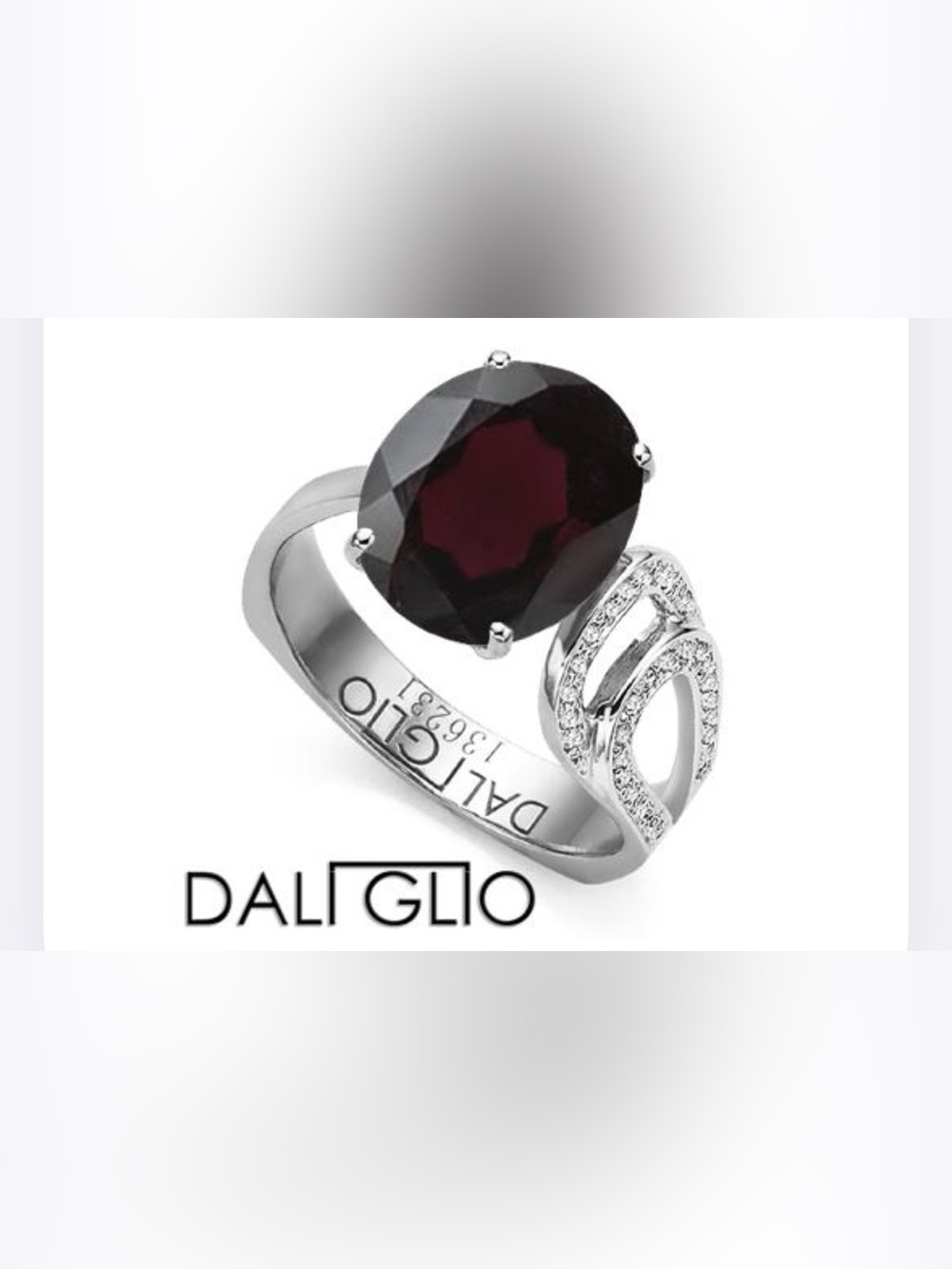 Daliglio Womens 14K White Gold over Sterling Silver Garnet and Diamond Designer